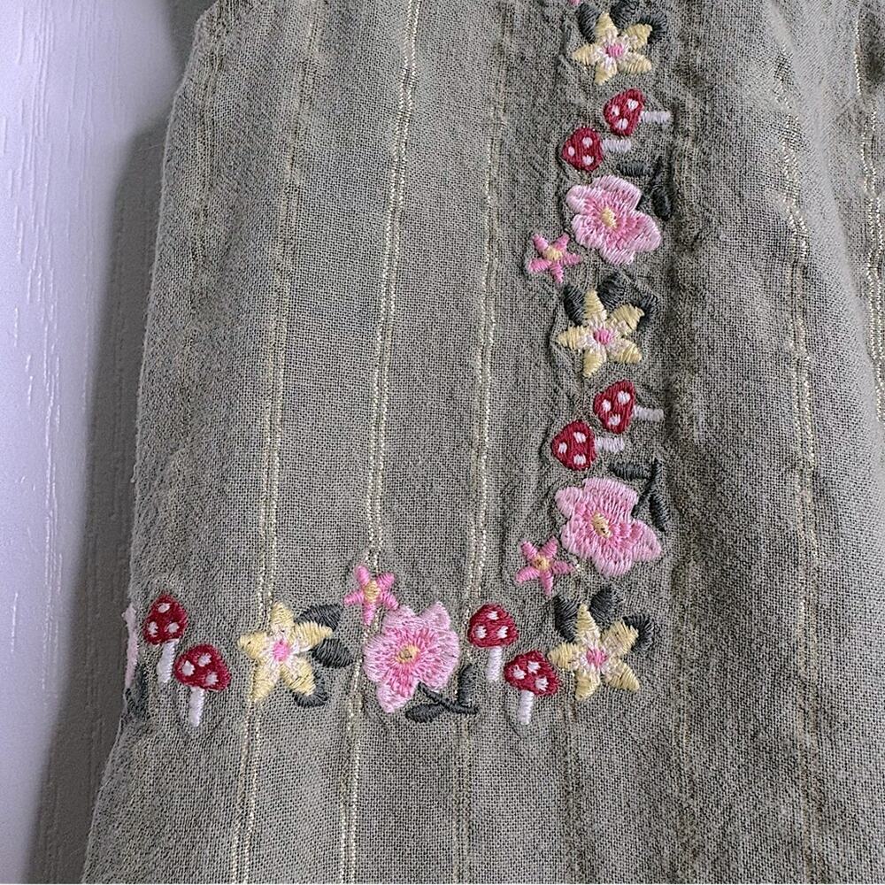 Gymboree Girls Embroidered Floral Dress Fairytale Forest Mushroom Floral Green 6 - Picture 7 of 12